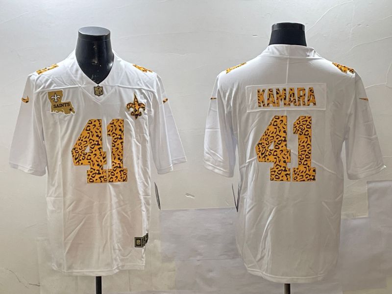 Men New Orleans Saints #41 Kamara White Panther pattern Nike 2025 Limited NFL Jersey style 2->new orleans saints->NFL Jersey
